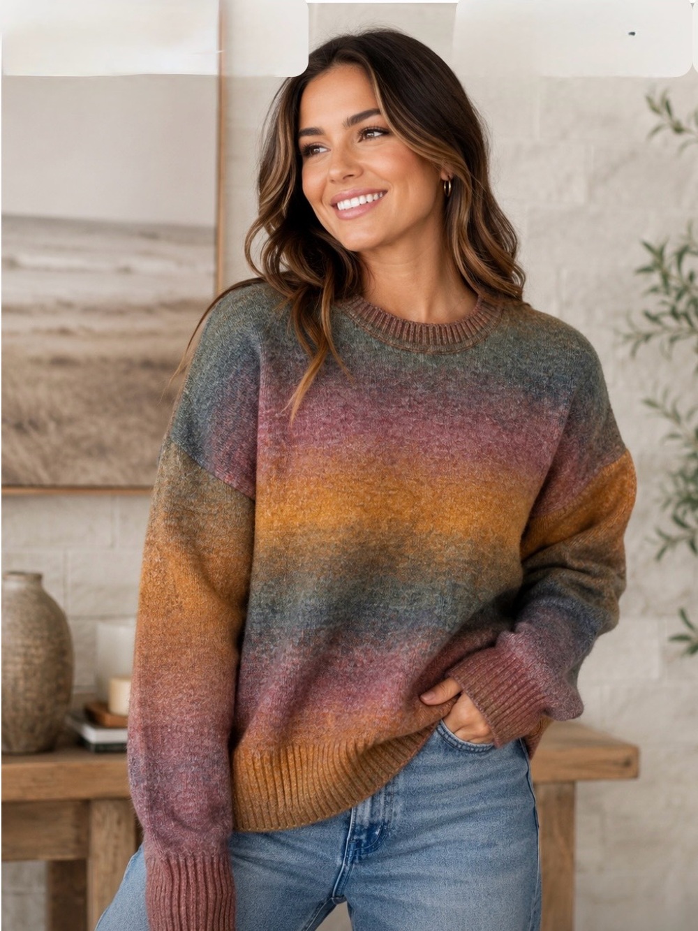 Old Navy Gradient Crewneck Oversized Sweater in TyeDye